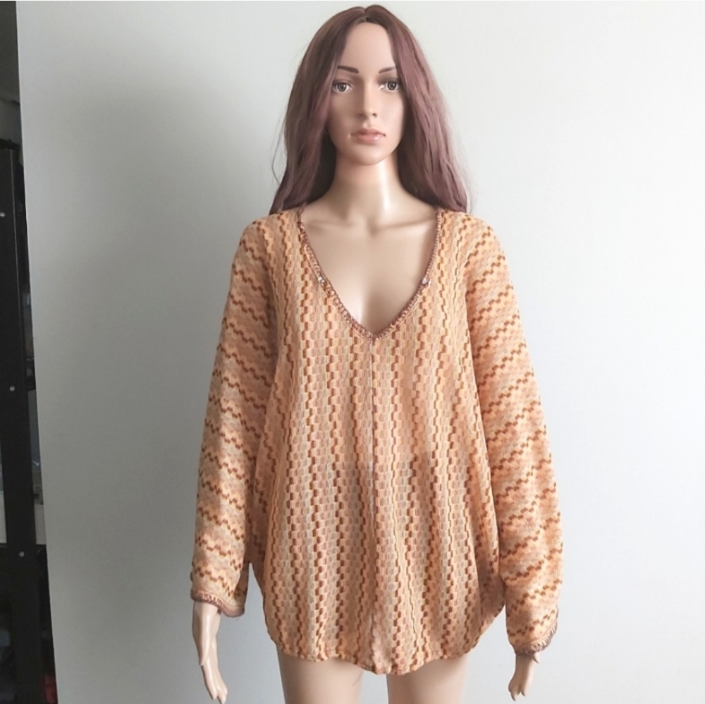 Sanctuary semi sheer cape blouse top oversized